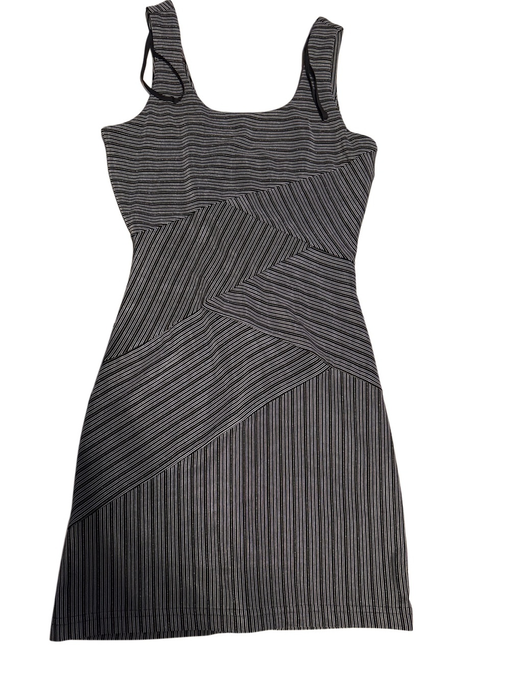 Vintage La Belle Black and White Striped Tank Mini Dress